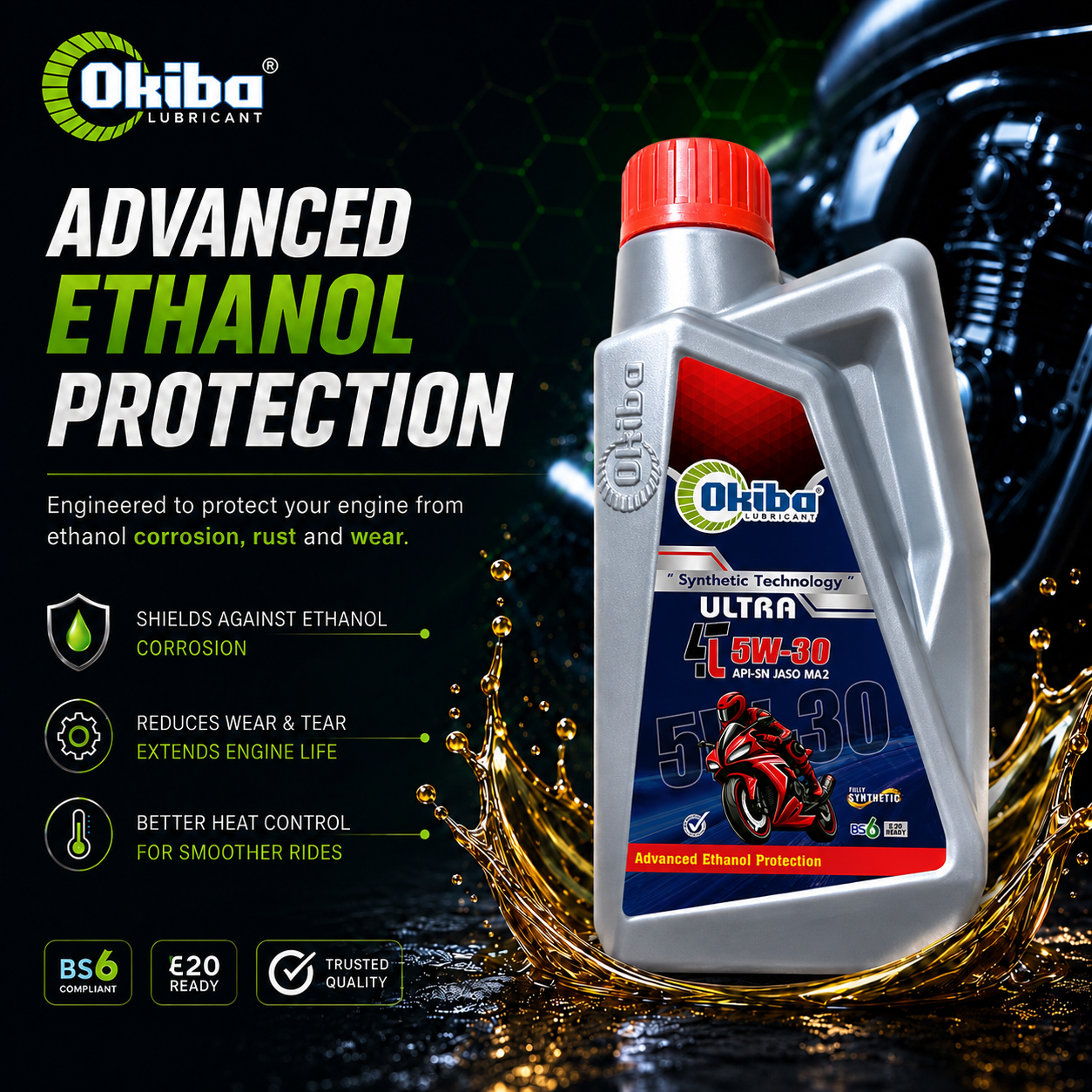 OKIBA Ultra 4T 5W30 Fully Synthetic Engine Oil – 1 L