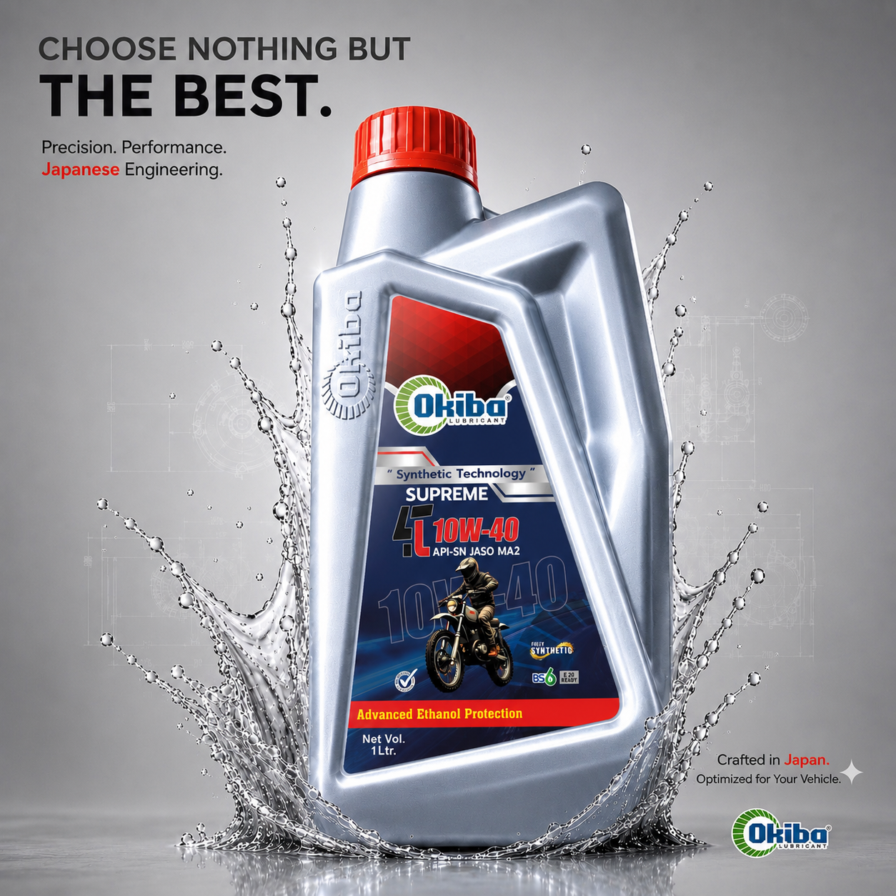 OKIBA Supreme 4T 10W40 Synthetic Technology Engine Oil – 1L
