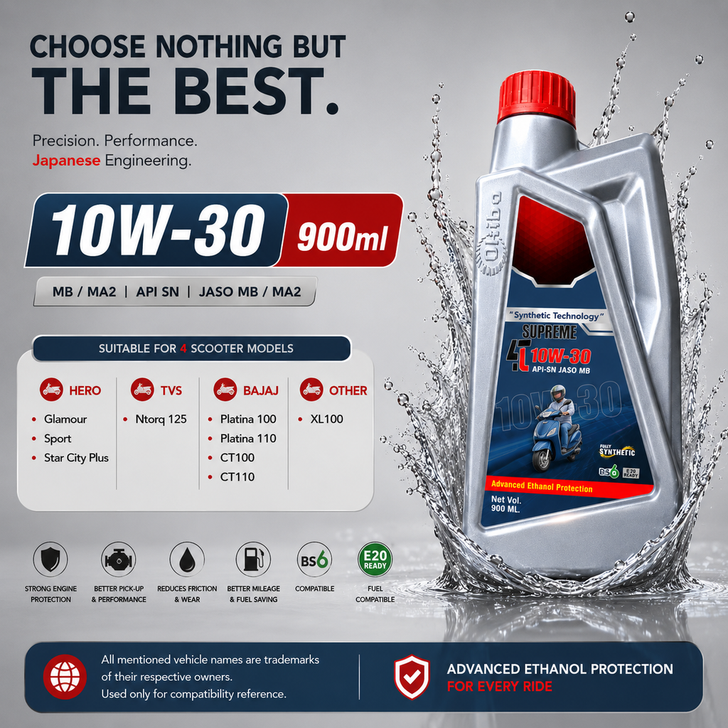 OKIBA Supreme 4T 10W30 Fully Synthetic Engine Oil – 900ML