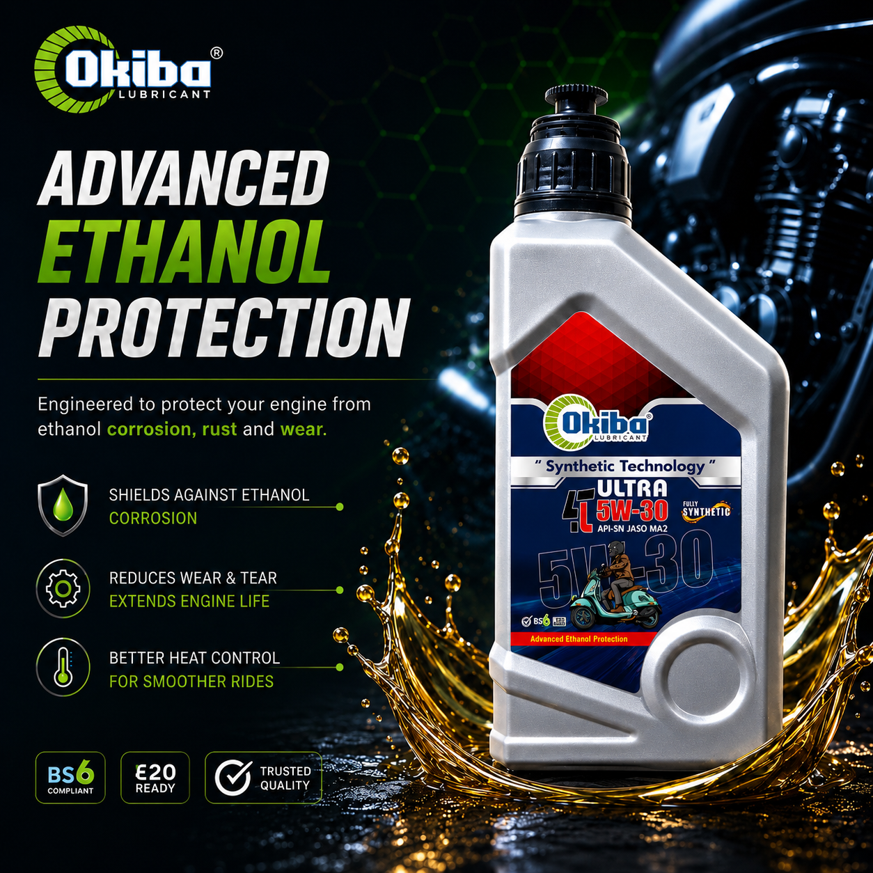 OKIBA Ultra 4T 5W30 Fully Synthetic Engine Oil – 800ML