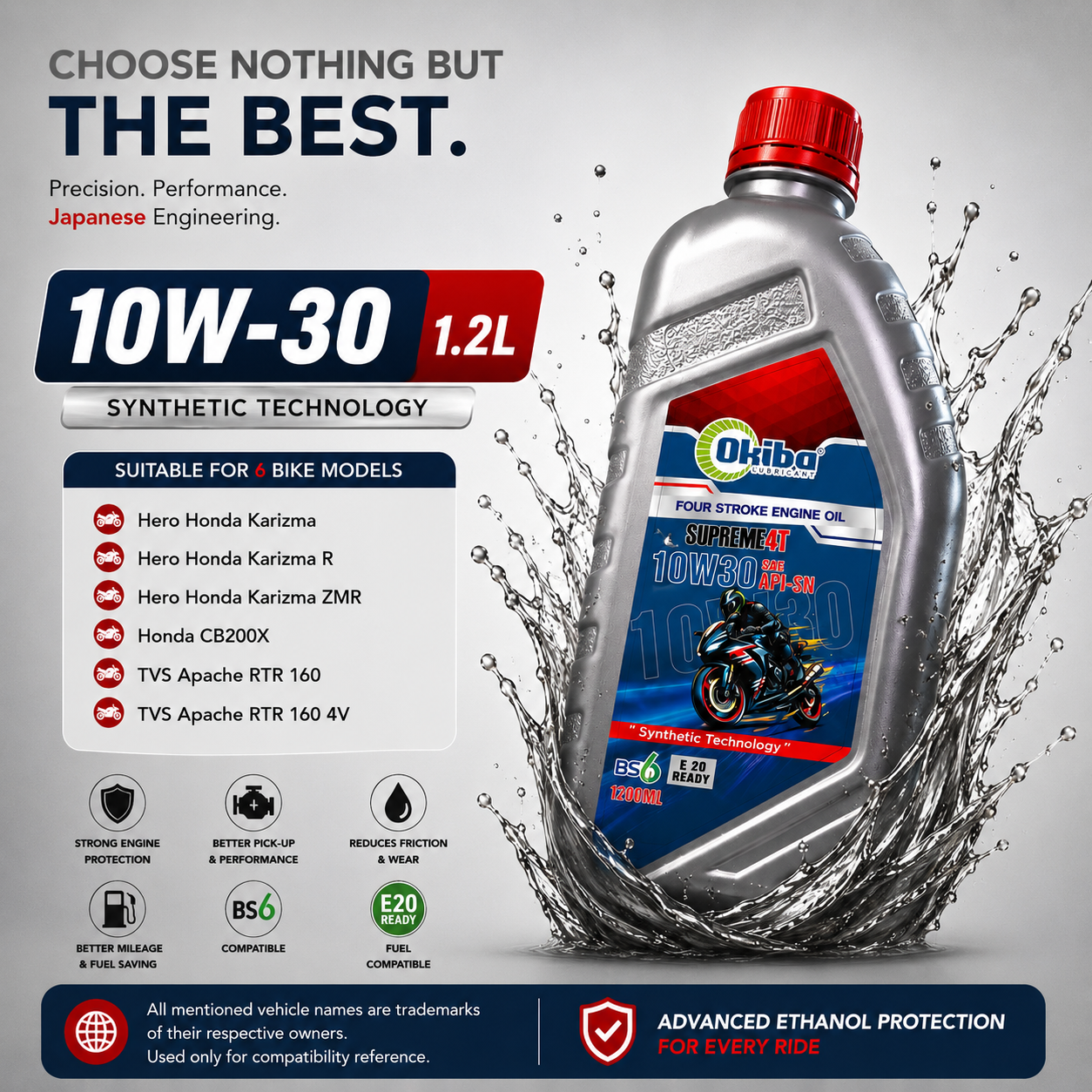 OKIBA Supreme 4T 10W30 Synthetic Technology Engine Oil – 1200 ml