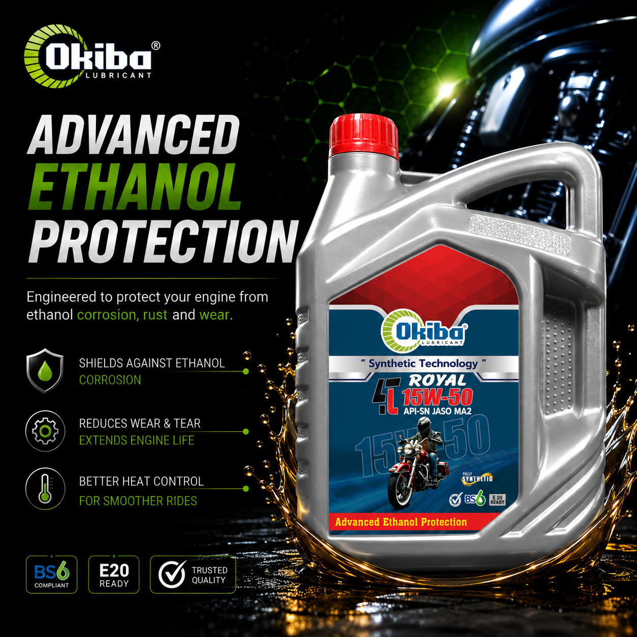 OKIBA Royal 4T 15W50 Fully Synthetic Engine Oil – 2.5L